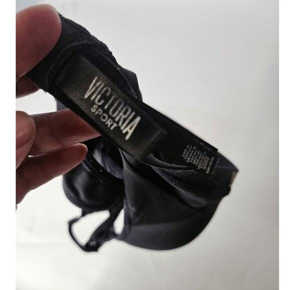 Victoria Secret Sport Black Mesh Sweetheart Neckline Lightly Sports Bra 32C - Picture 3 of 4